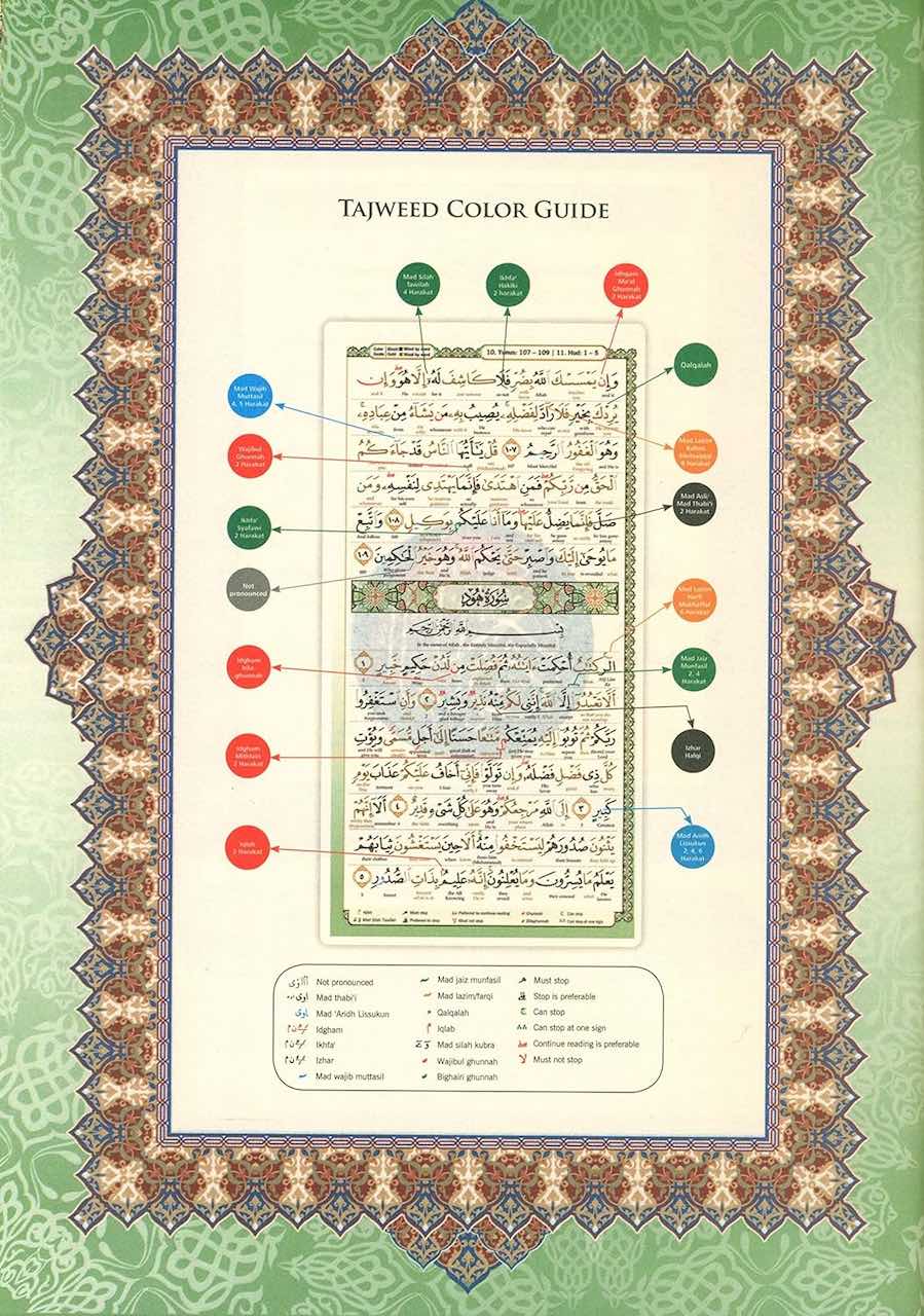 Al - Quran Al - Karim (Maqdis Quran) - Word by Word Translation Medium (B5) + Colour Coded Tajweed - Noor Books